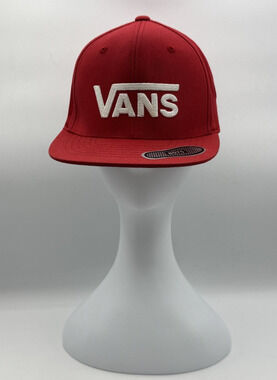 Vans Red & White Solid Snapback Hat Cap Adjustable Boys One Size, NEW